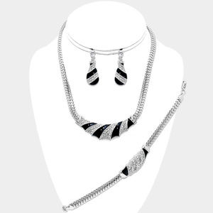 3PCS Crystal Rhinestone Metal Snake Necklace